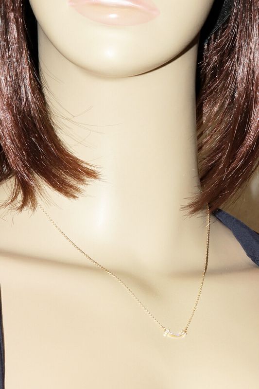 Tiffany & Co Pendant Necklace 18K Yellow Gold Diamond 003ct T-smile Pendant