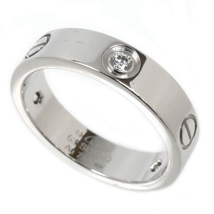 Cartier 18k White Gold Love Ring Half Diamond 63