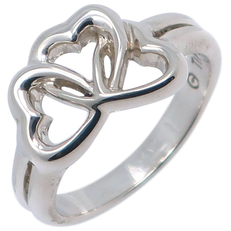 Tiffany & Co Triple Heart Silver 925 Size 11 Ladies' 4.2g Ring