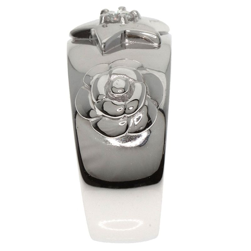 Chanel Three Symbols 1P Diamond Ring 18K White Gold Ladies