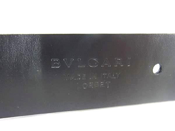 Bvlgari Leather Silver Hardware Belt Business Gentlemen Men's Black Fr2462