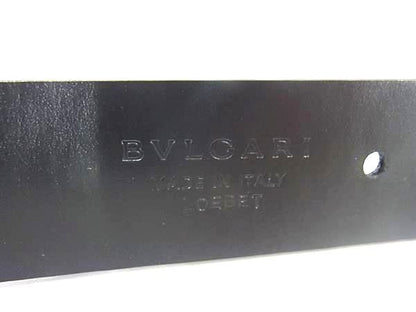 Bvlgari Leather Silver Hardware Belt Business Gentlemen Men's Black Fr2462