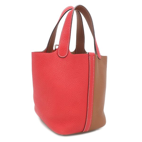 Hermes Handbag Picotin Lock PM Cazac Taurillon Clemence Rouge Coup and Gold