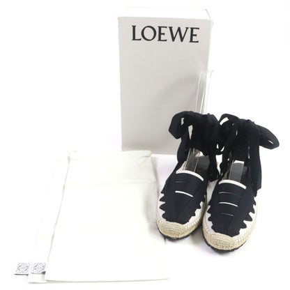 LOEWE 731911 Espadrilles Lace-up Shoes Canvas Black Beige 42 With Box/storage