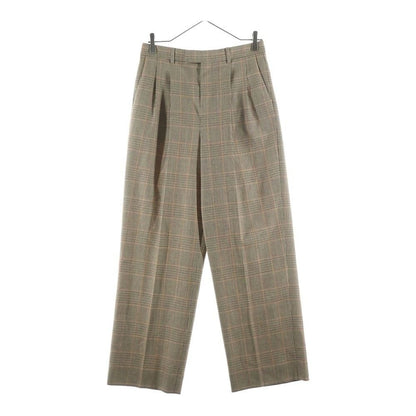 Celine Multi Pocket Zip Up Plaid Trousers Pants Brown
