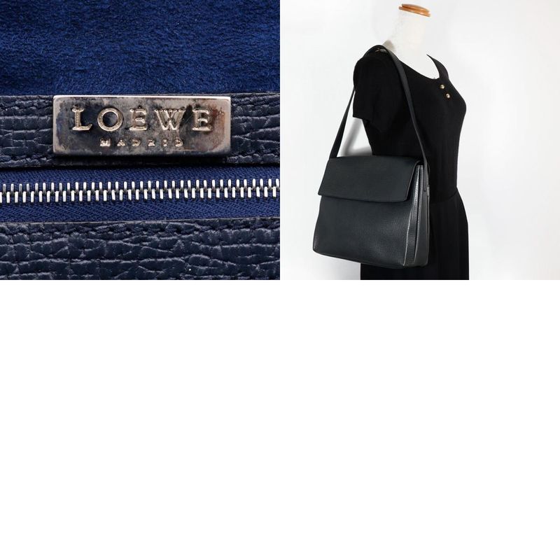 Loewe One Shoulder Leather Gray Women's Shoulder Bag