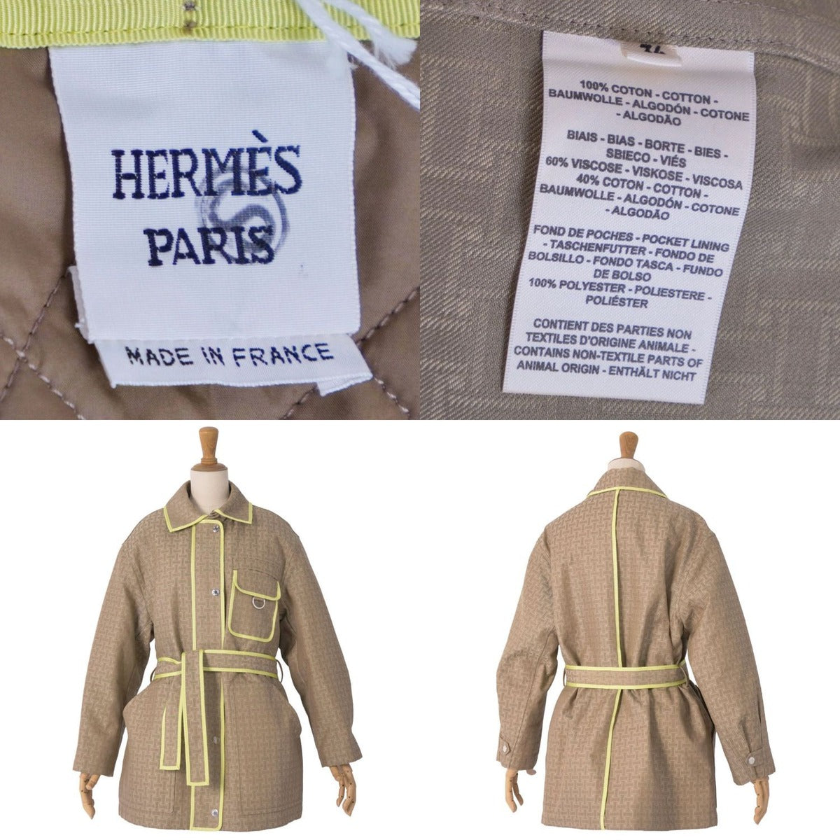 Hermes Coat Half Length Mosaic Motif Kakibeju — view 9