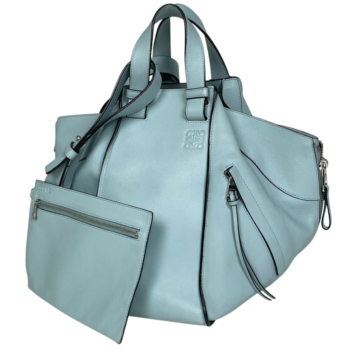 Loewe Hammock Anagram 2-Way Shoulder Bag Leather Light Blue
