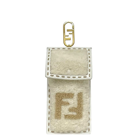 Fendi Phone Pouch White Beige 219 Case Leather
