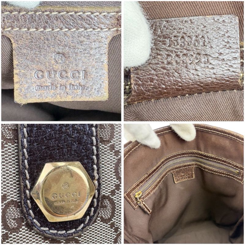 Gucci Mini Tote Handbag Brown GG Canvas Leather Gold Hardware