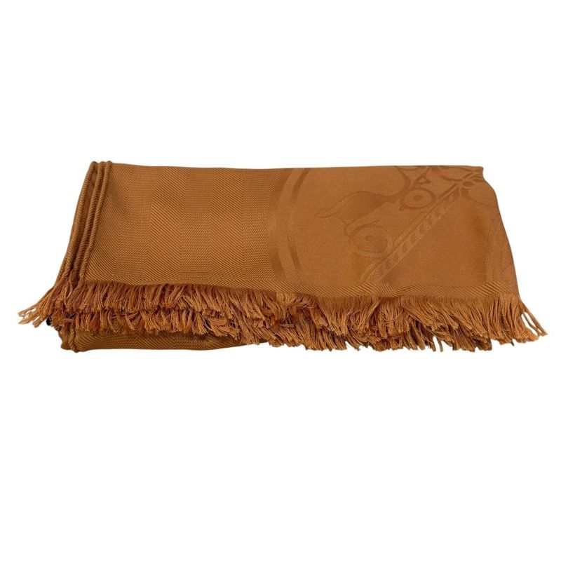 895 Hermes Shawl New Livris 220 Orange-Brown Large Shawl Cashmere Silk Hermes