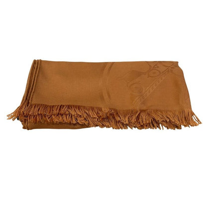 895 Hermes Shawl New Livris 220 Orange-Brown Large Shawl Cashmere Silk Hermes