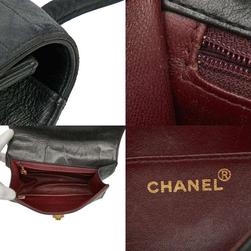 Chanel Coco Mark Crossbody Shoulder Bag Black Lambskin Women Chanel