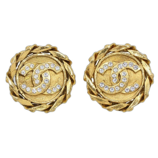 Chanel Rhinestone Round Chain Earrings