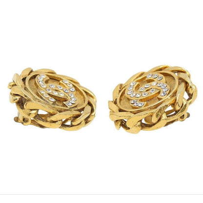 Chanel Rhinestone Round Chain Earrings — view 3