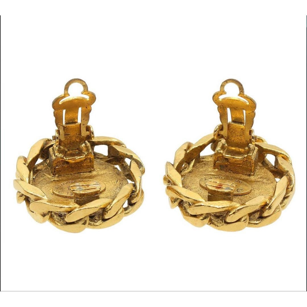 Chanel Rhinestone Round Chain Earrings — view 4