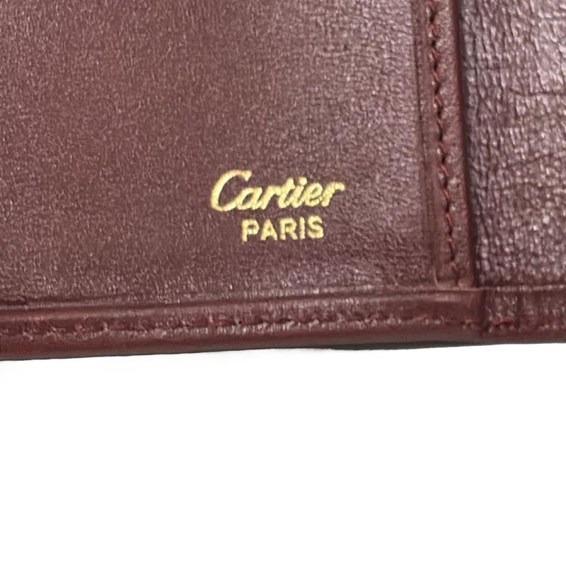 Cartier Trifold Wallet With Clasp In Bordeaux Leather