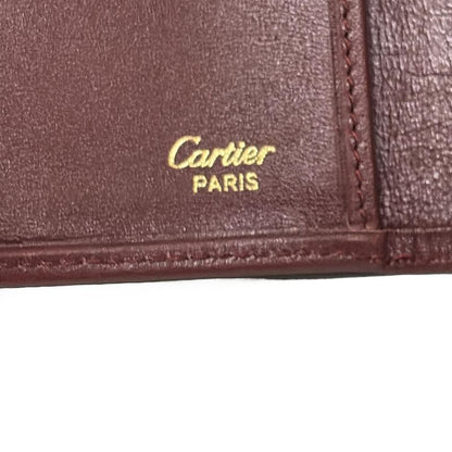 Cartier Trifold Wallet With Clasp In Bordeaux Leather