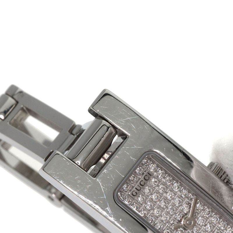 Gucci 3900l Square Face Dial With Diamonds Wristwatch SS Ladies