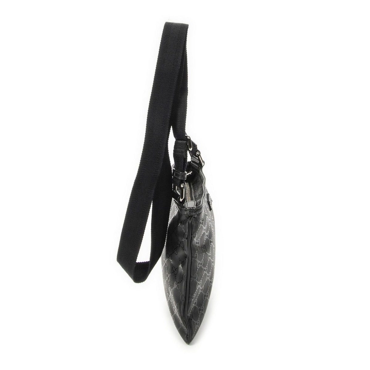 Gucci Small Messenger Black Guccissima Imprint Canvas — view 4