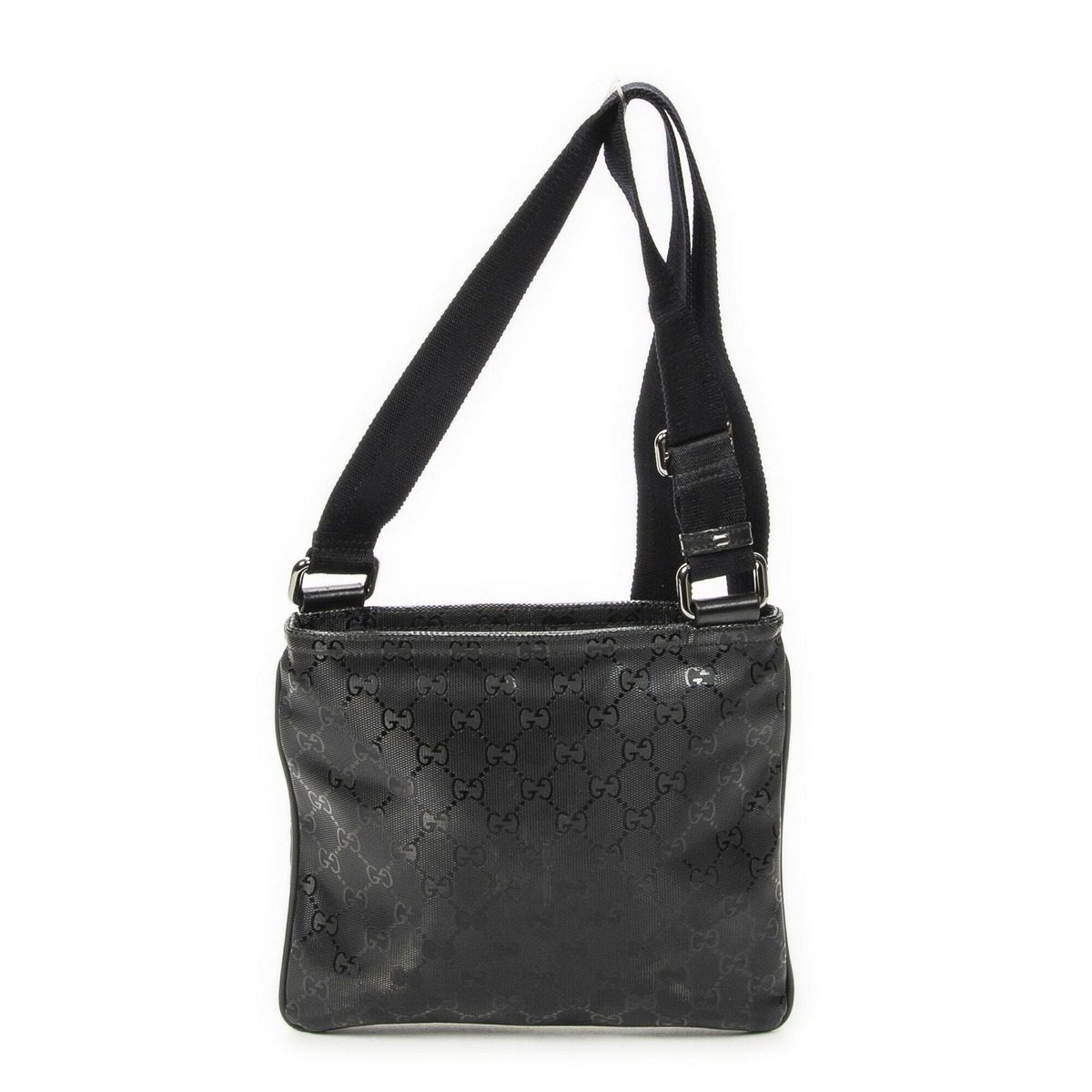 Gucci Small Messenger Black Guccissima Imprint Canvas — view 5