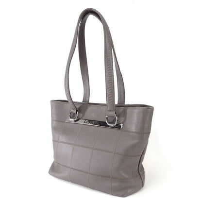 Chanel Tote Bag Chocobar 9th Soft Caviarskinleather Greyish Silver Hardware