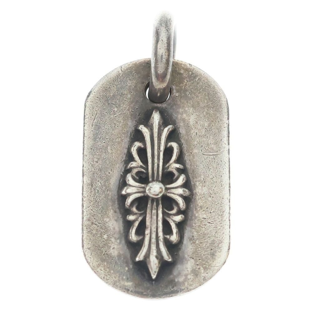 Chrome Hearts Raised Frrl Dogtag Floral Cross Dog Tag Pendant Top Silver