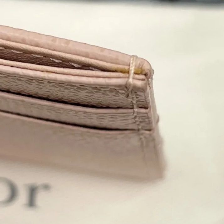 Christian DIOR Card Case Pink Leather Cannage 62ka738