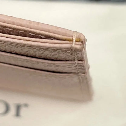 Christian DIOR Card Case Pink Leather Cannage 62ka738