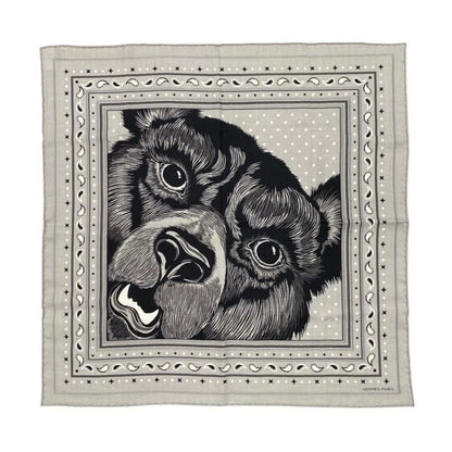 Hermes Bandana Carré H 65 Grrrrrrr! H284227t 14 Gris Cles Noir Black White
