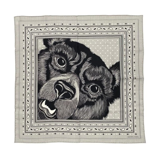 Hermes Bandana Carré H 65 Grrrrrrr! H284227t 14 Gris Cles Noir Black White