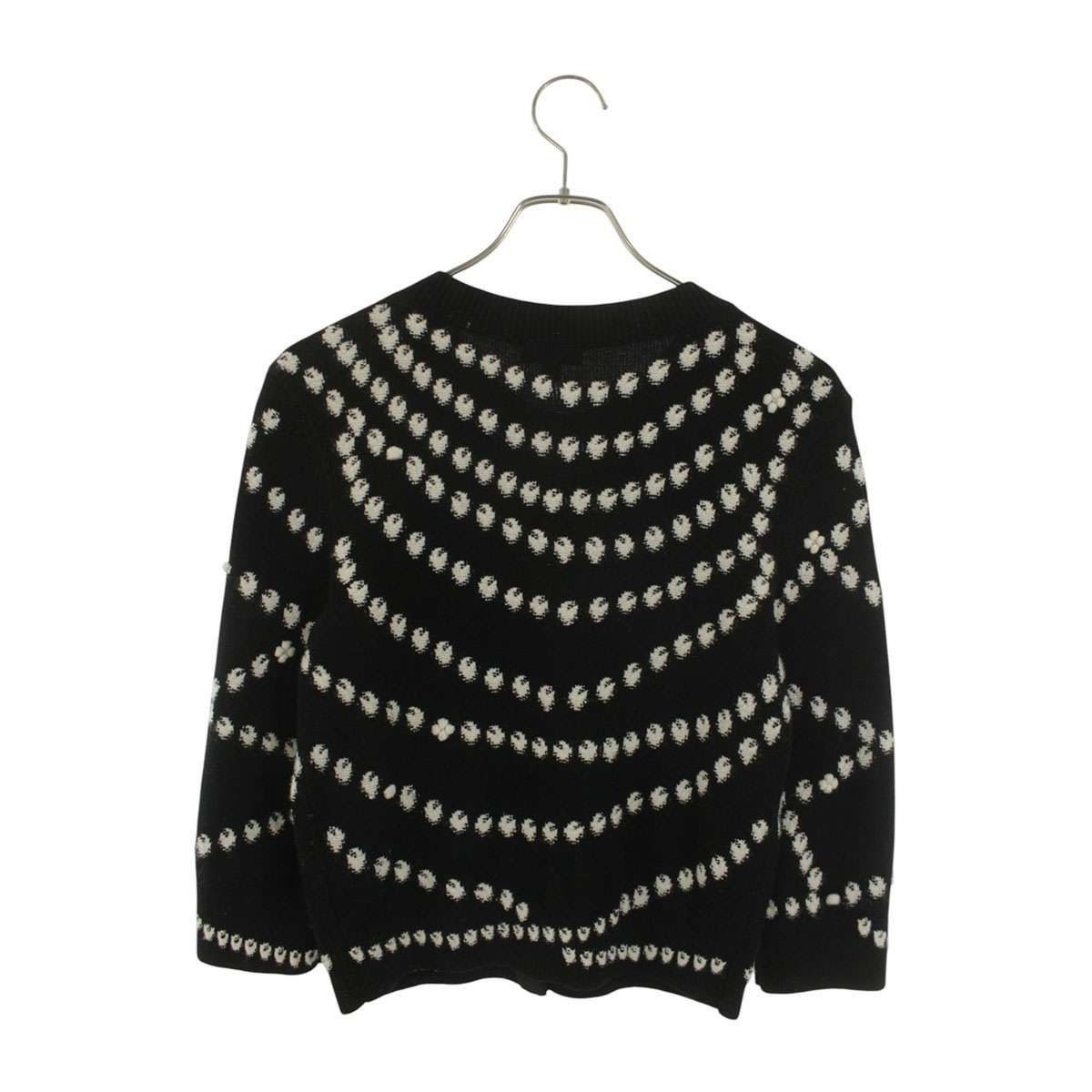 Chanel Pearl Pattern CC Logo Button Cashmere Knit Gun 40 Sweater — view 2