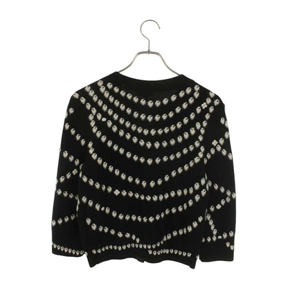 Chanel Pearl Pattern CC Logo Button Cashmere Knit Gun 40 Sweater — view 2