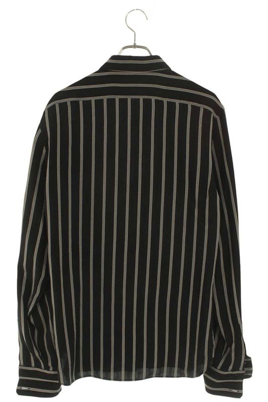Saint Laurent Paris 20AW 621595 Y1b23 Striped Silk Long Sleeve Shirt Men 39