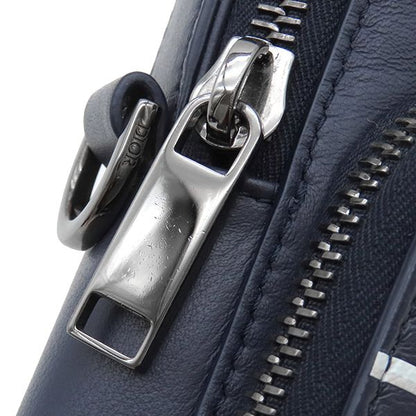 Christian Dior 2way Bag Micro Pouch Canvas Leather Navy Silver Hardware Navy