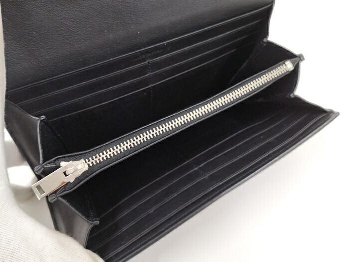 Yves Saint Laurent Bifold Long Wallet Leather Black 414567