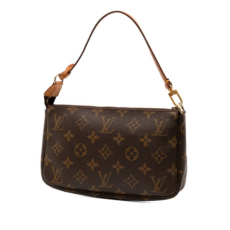 Louis Vuitton Monogram Pochette Accessoire Mini Handbag Pouch M51980 Brown PVC