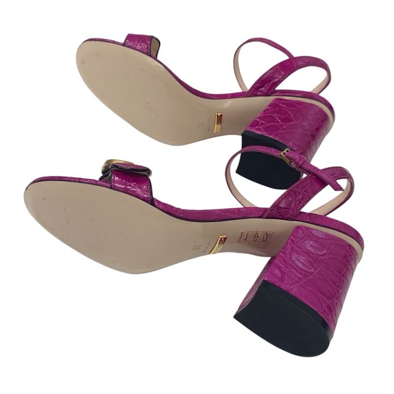 Gucci Double G Sandals Shoes Leather Purple Gold Ggmarmont Strap