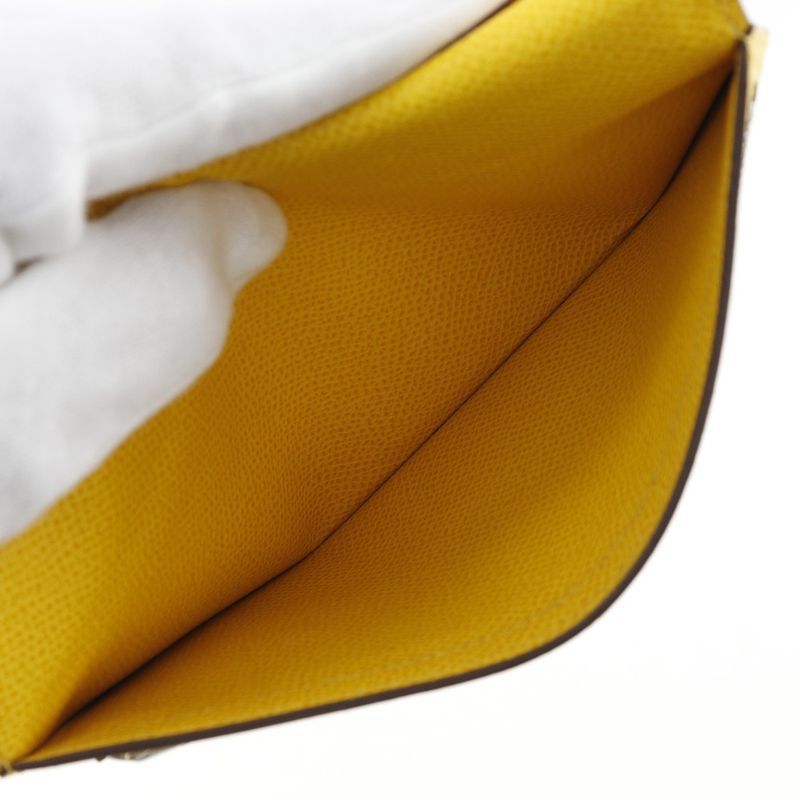 Hermes Bearn Vaux Epson Yellow □J Unisex Long Wallet