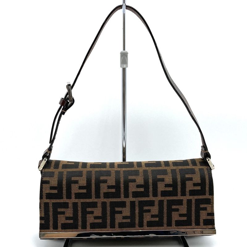 Fendi Zucca 26424 Handbag Shoulder Bag Canvas Brown Women