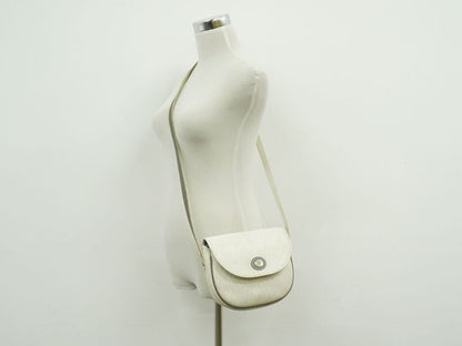 Authentic Christian DIOR Honeycomb Pattern Shoulder Bag Pochette PVC White Bag