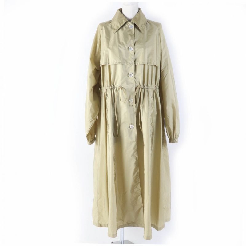 Prada 2021 Re-Nylon Long Length Coat Beige 38 With Hanger