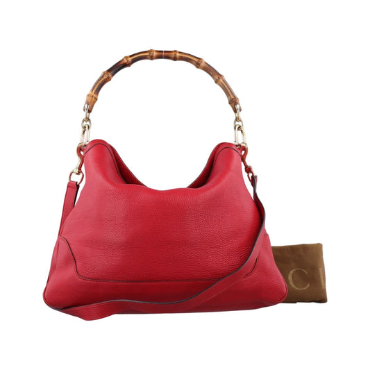 Gucci Bamboo Red Leather Messenger Bag