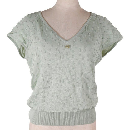 Chanel Coco Mark Short Sleeve Rayon Pastel Green Knit
