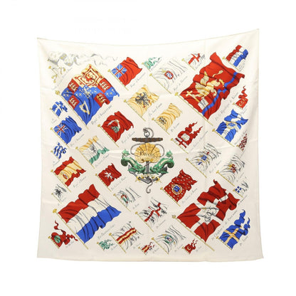 Hermes Scarf Carre 90 Pavois Ivory Silk Multicolor