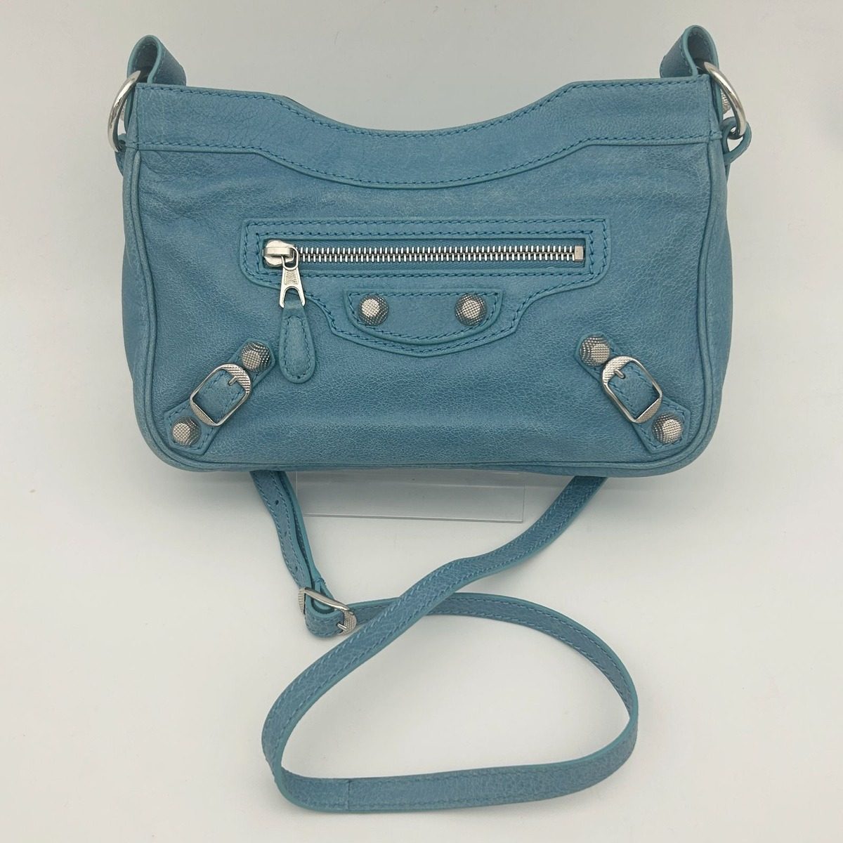 Balenciaga Shoulder Bag the City Mini Blue Mint Leather