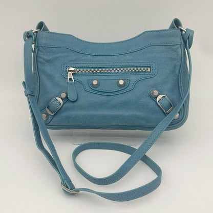Balenciaga Shoulder Bag the City Mini Blue Mint Leather — view 2