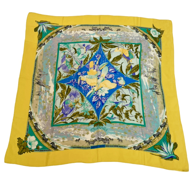 Hermes Carre 140 Large Scarf Tropiques Silk Multicolor With Box