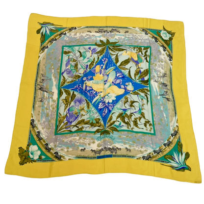 Hermes Carre 140 Large Scarf Tropiques Silk Multicolor With Box