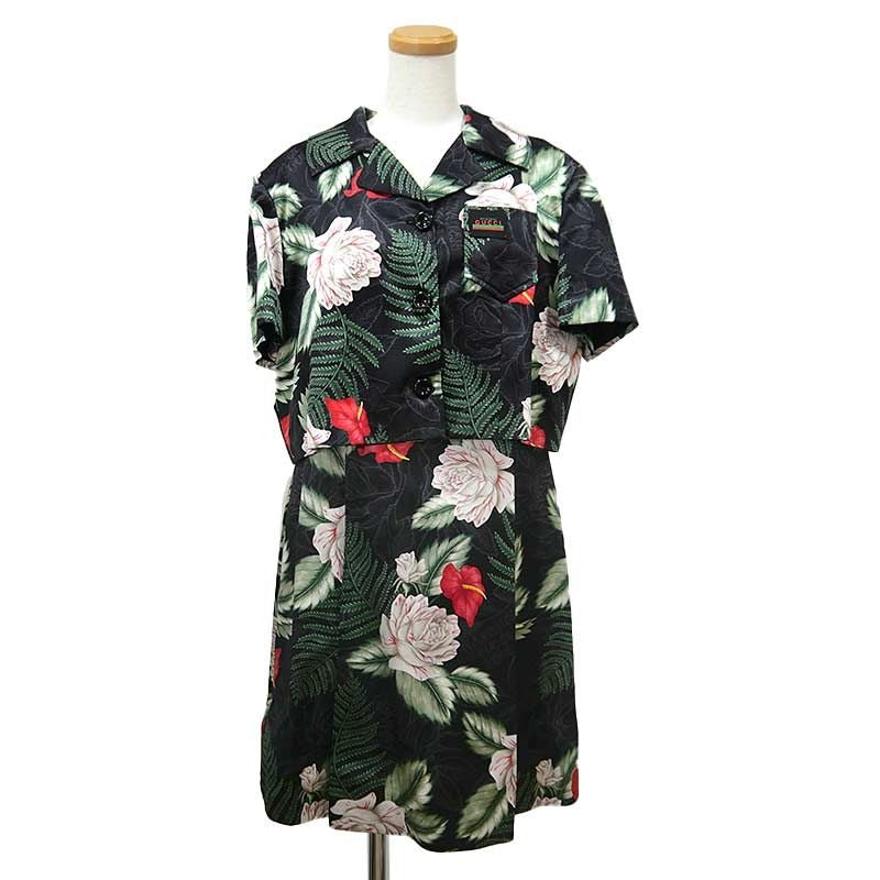 Gucci Hawaiian Set Suit Shirt Dress 40 42 Black